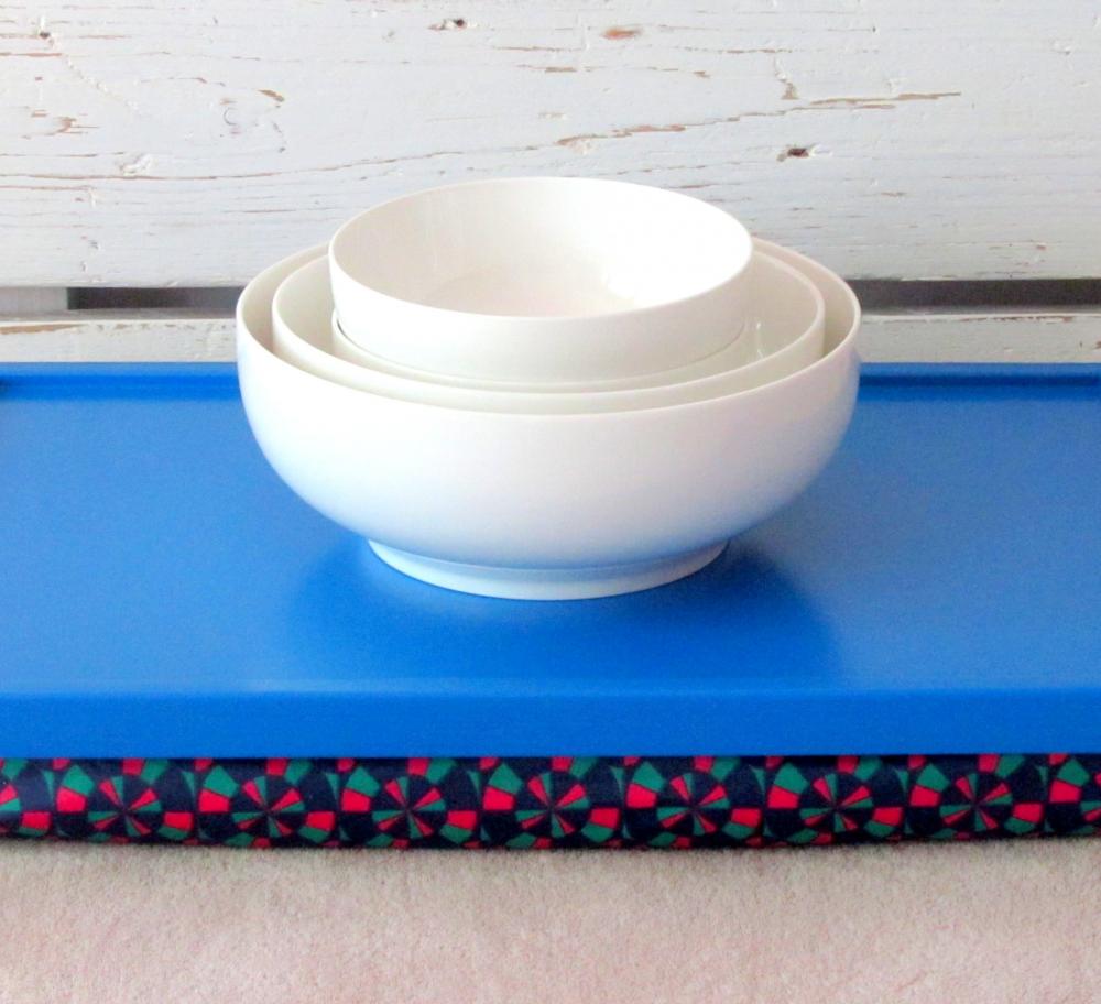 Laptop Lap Desk Or Breakfast Serving Tray - Bright Blue With Navy, Fuchsia And Mint-custom Order