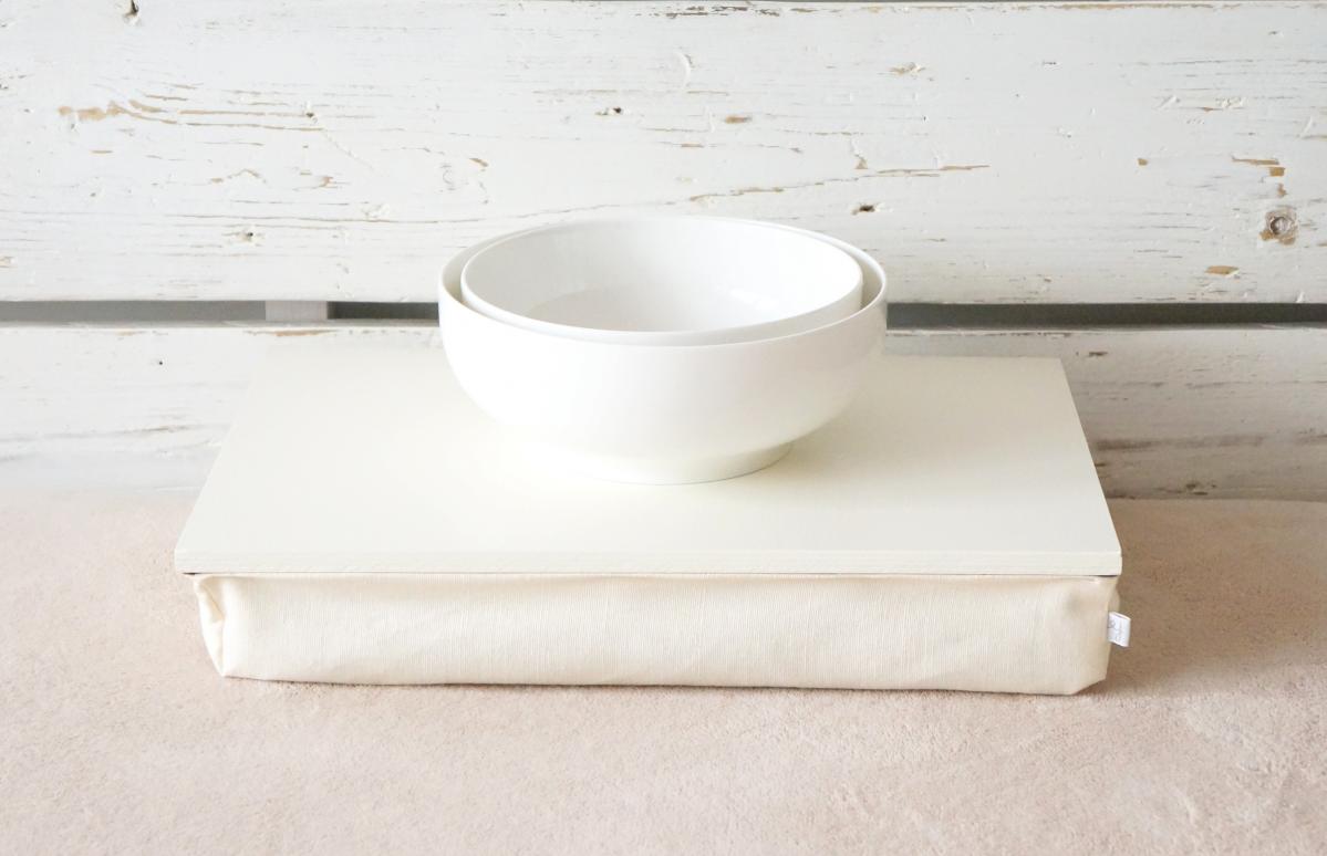  I- Pad stable table or Laptop Lap Desk without edges - Off Wgite with Ivory linen pillow- Custom Order