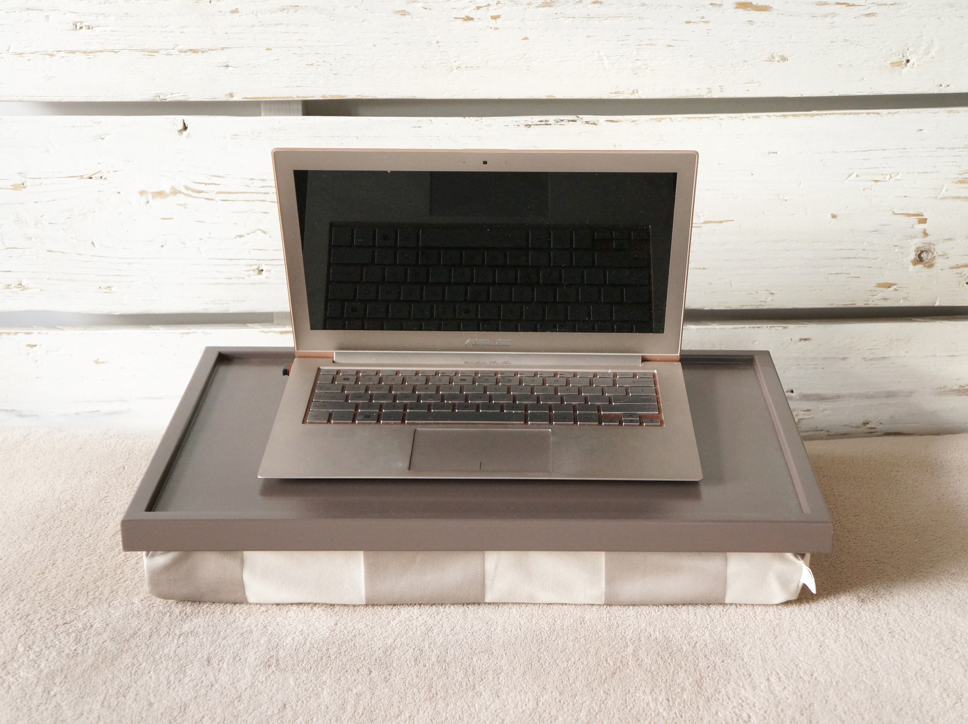 Ipad Stand Or Laptop Lap Desk Greyish Brown Tray With Toupe