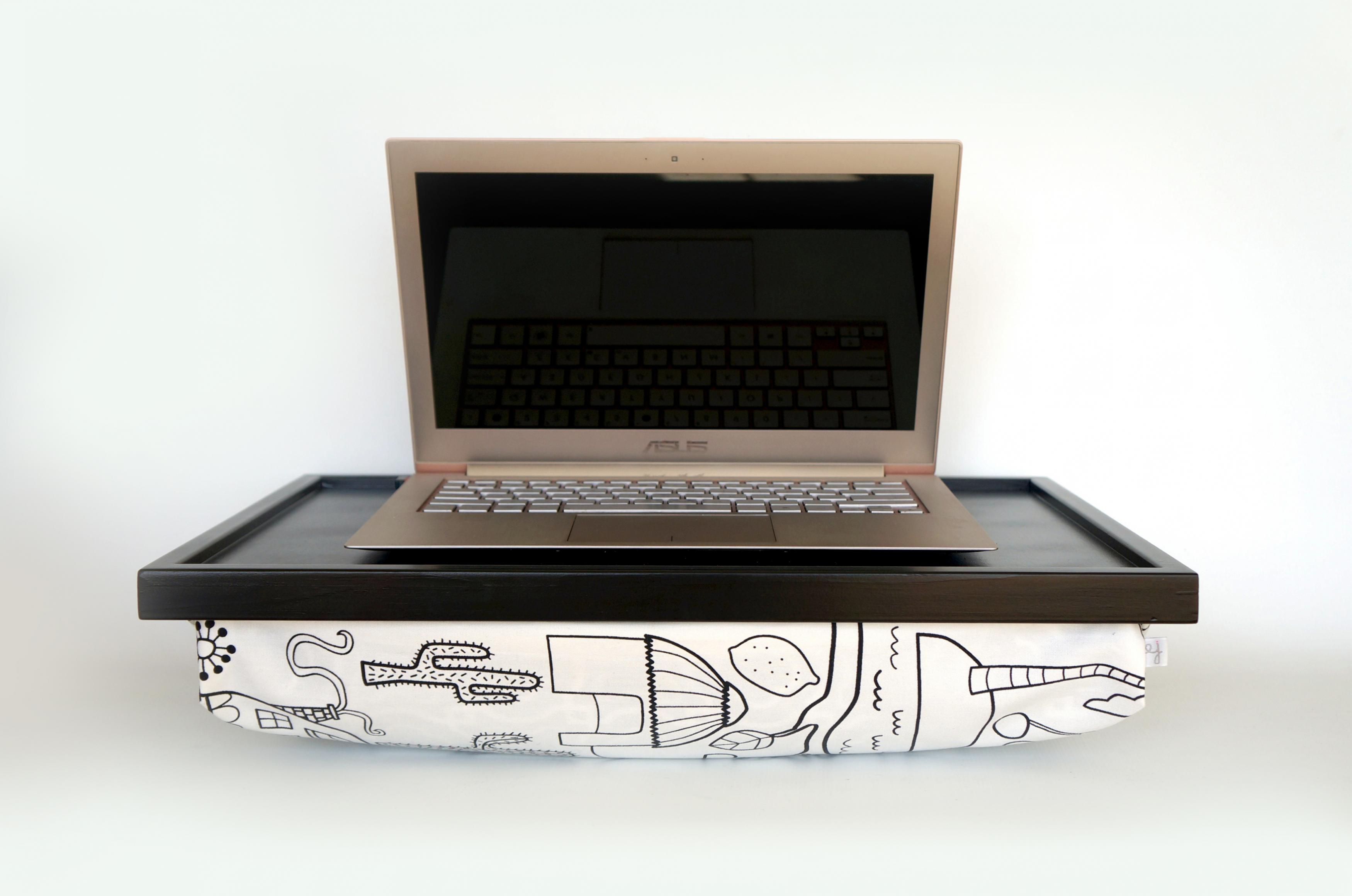 Ipad Desk Or Laptop Lap Desk Black With White Pillow Fun